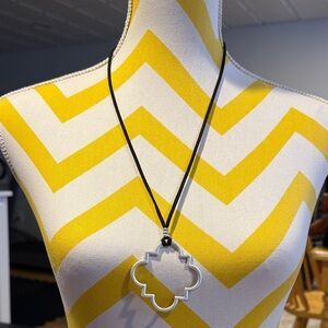 Silver Pendant Necklace on Black Cord